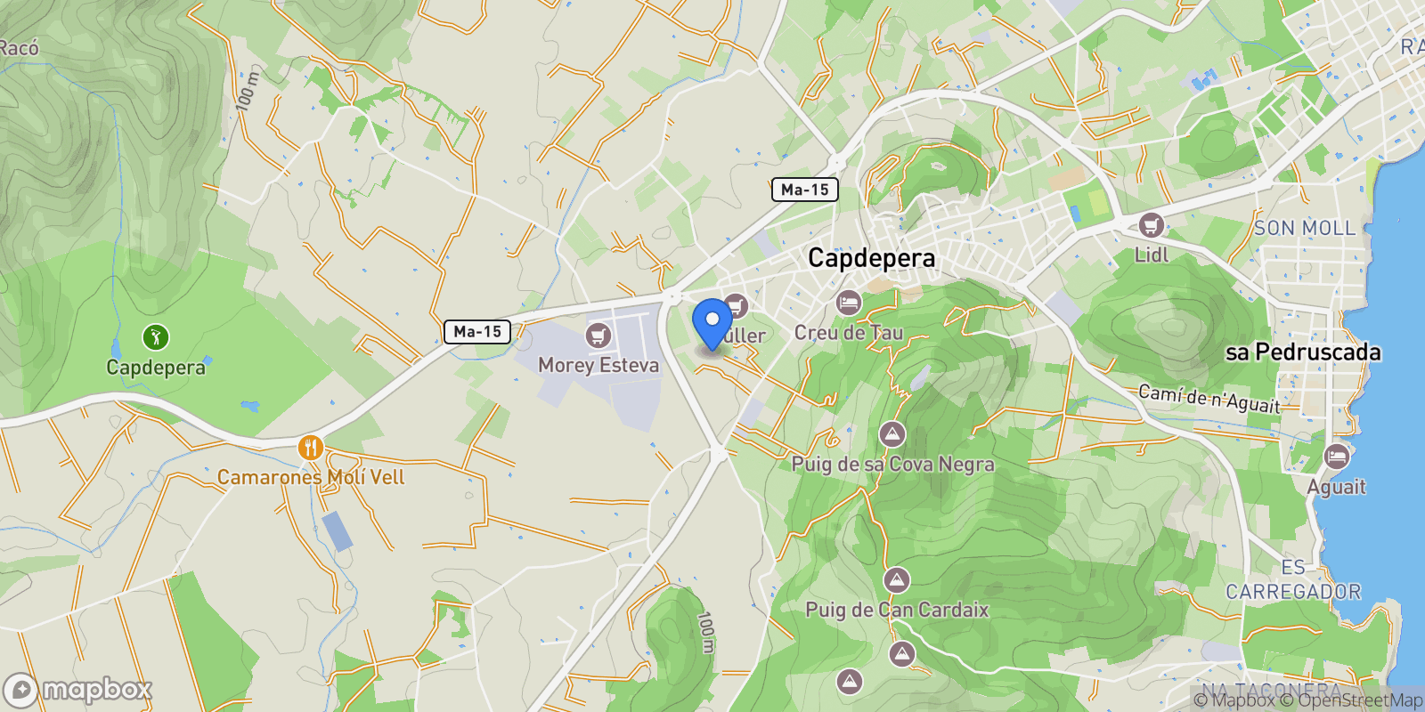Map showing Capdepera, Mallorca, Capdepera, Capdepera, Balearic Islands, Spain.