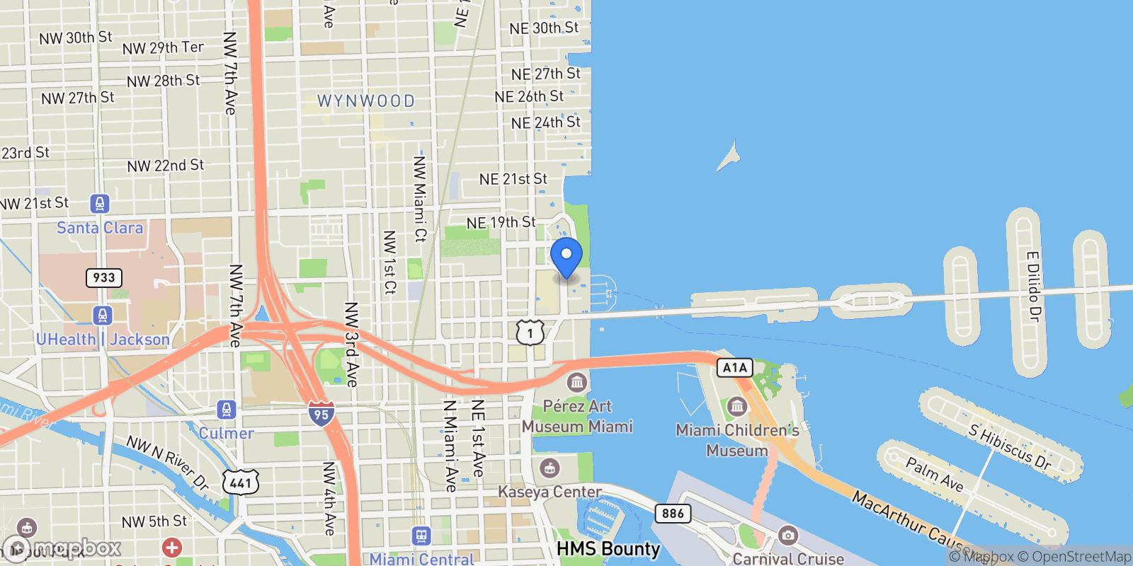 Map showing 1717 N Bayshore Dr A-1231, Miami, Florida, United States.