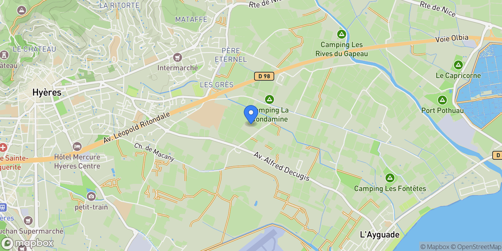 Map showing Hyères, Provence-Alpes-Côte d'Azur, France.