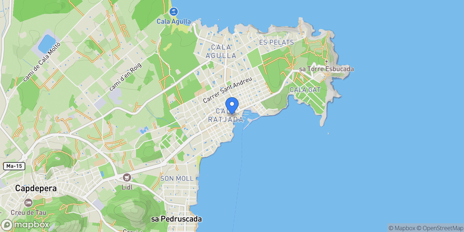 Map showing Cala Ratjada, Mallorca, Cala Ratjada, Capdepera, Balearic Islands, Spain.