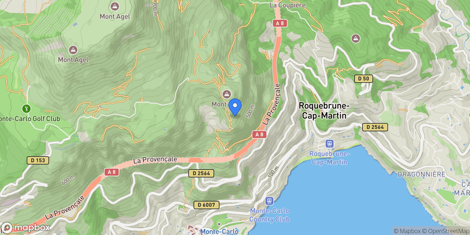 Map showing Roquebrune-Cap-Martin, Provence-Alpes-Côte d'Azur, France.