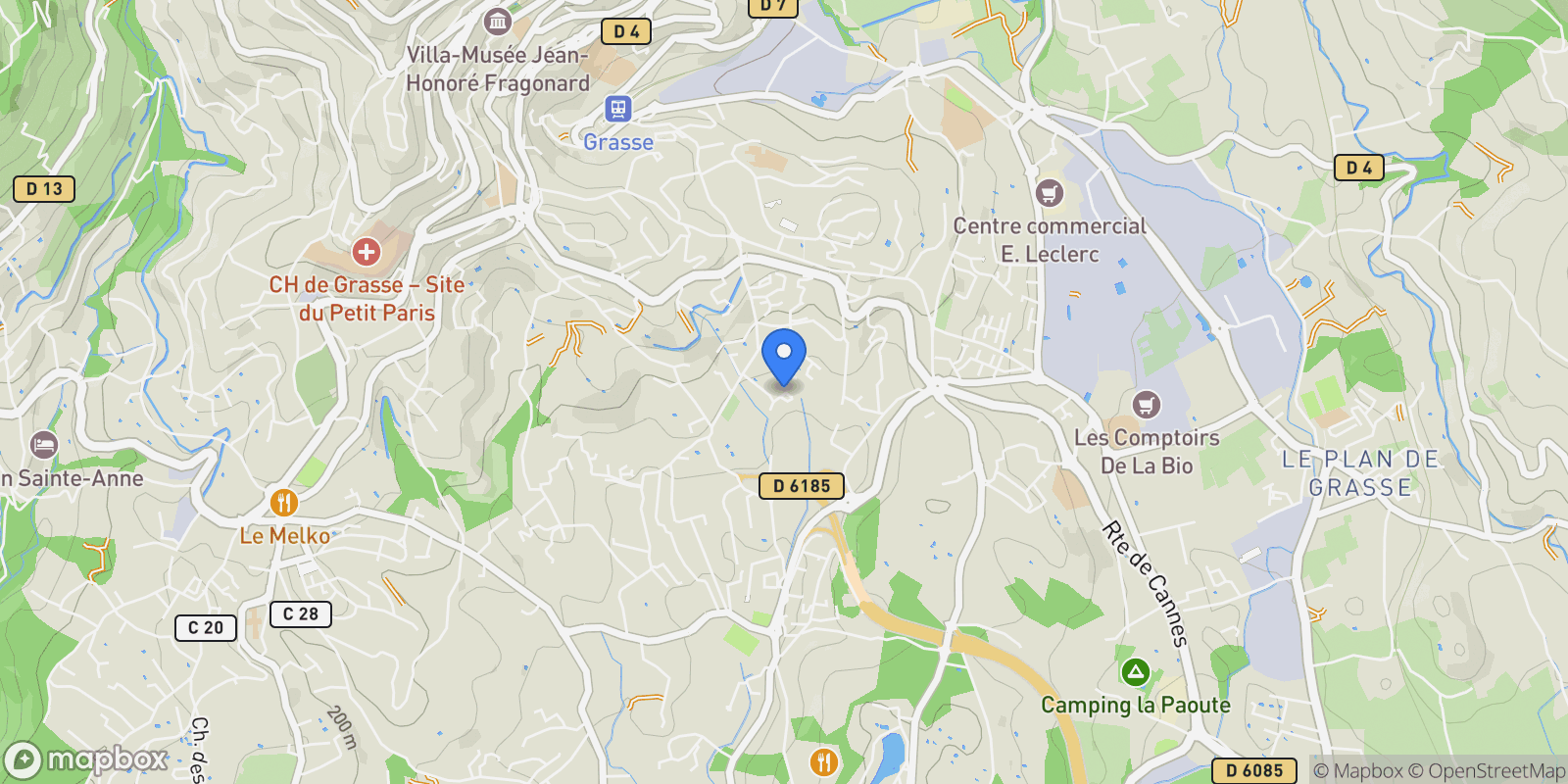 Map showing Grasse, Provence-Alpes-Côte d'Azur, France.