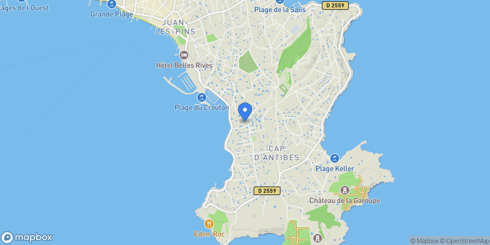 Map showing Antibes, Provence-Alpes-Côte d'Azur, France.