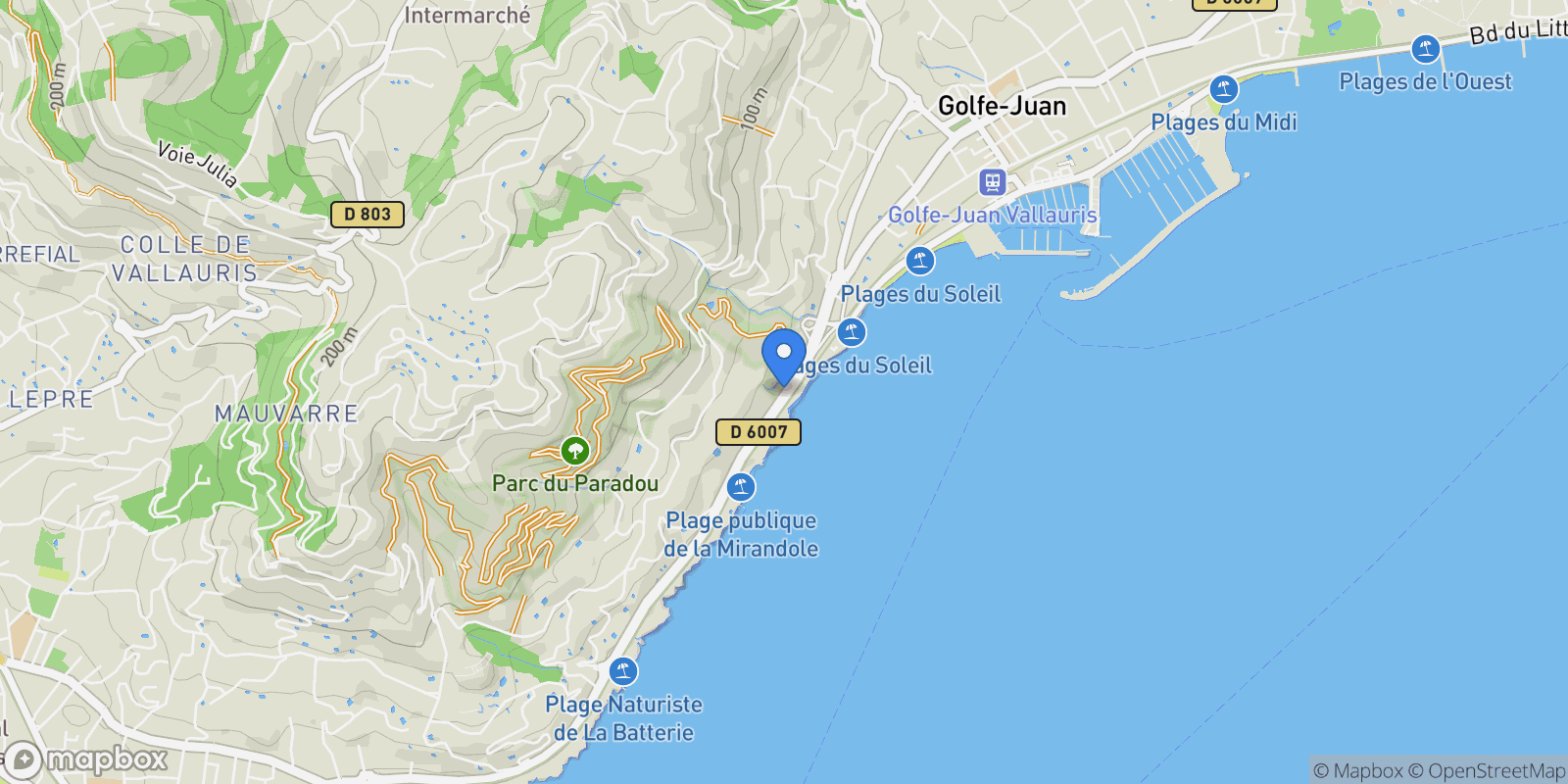 Map showing Vallauris, Provence-Alpes-Côte d'Azur, France.