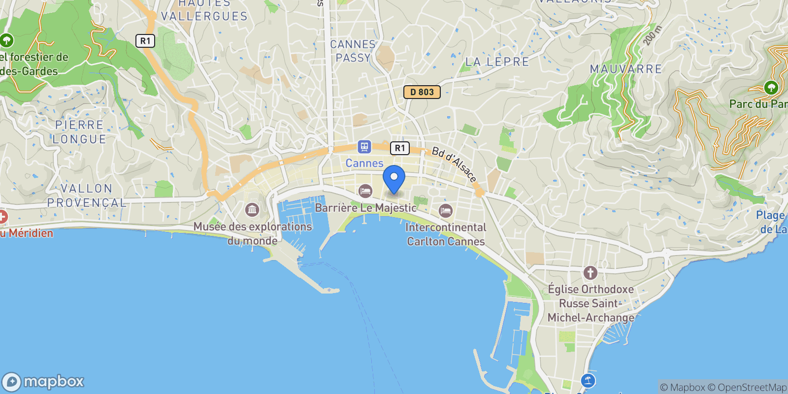 Map showing Cannes, Provence-Alpes-Côte d'Azur, France.