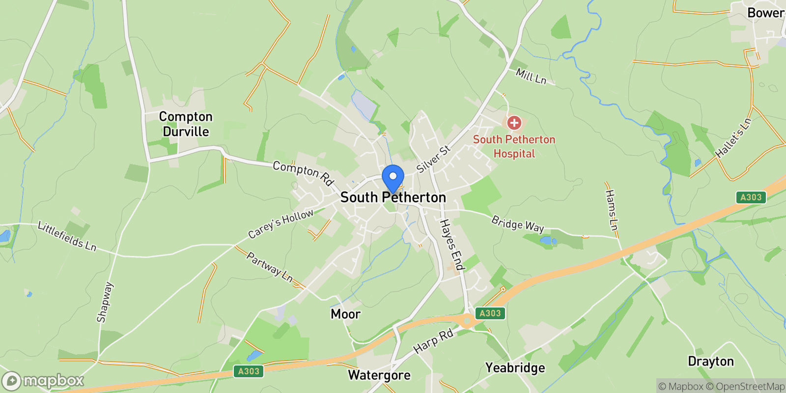 Map showing Harvest Close, South Petherton, Somerset, South Petherton, England, United Kingdom.