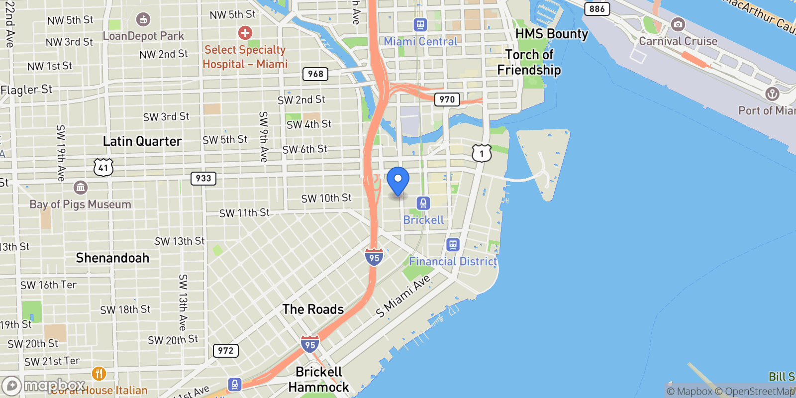 Map showing 1010 SW 2nd Ave 603, Miami, Florida, United States.