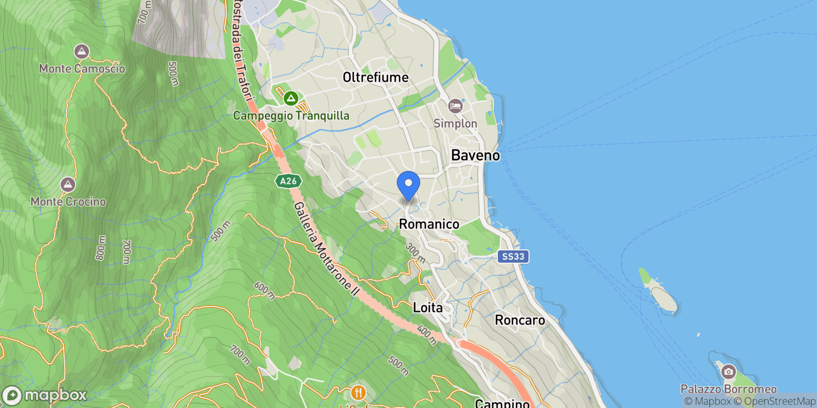 Map showing Baveno, Piedmont, Italy.