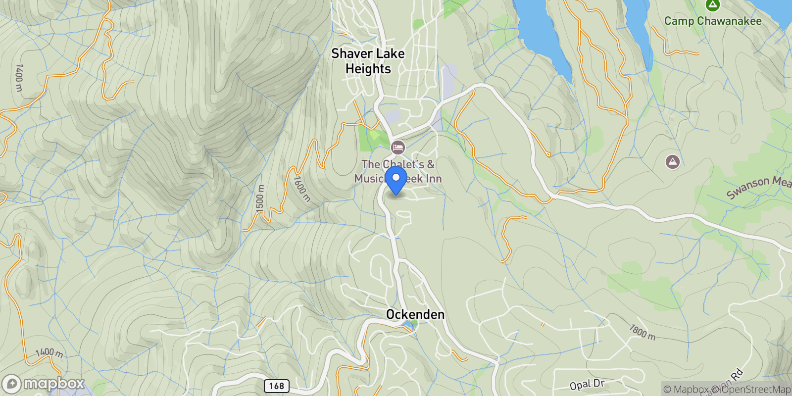 Map showing 41250 Kokanee Lane, Shaver Lake, CA 93664, Shaver Lake, California, United States.