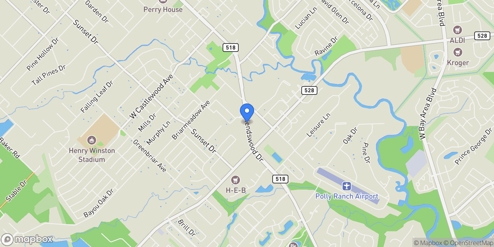 Map showing 2550 Austin Trail, Friendswood, TX 77546, Friendswood, Texas, United States.