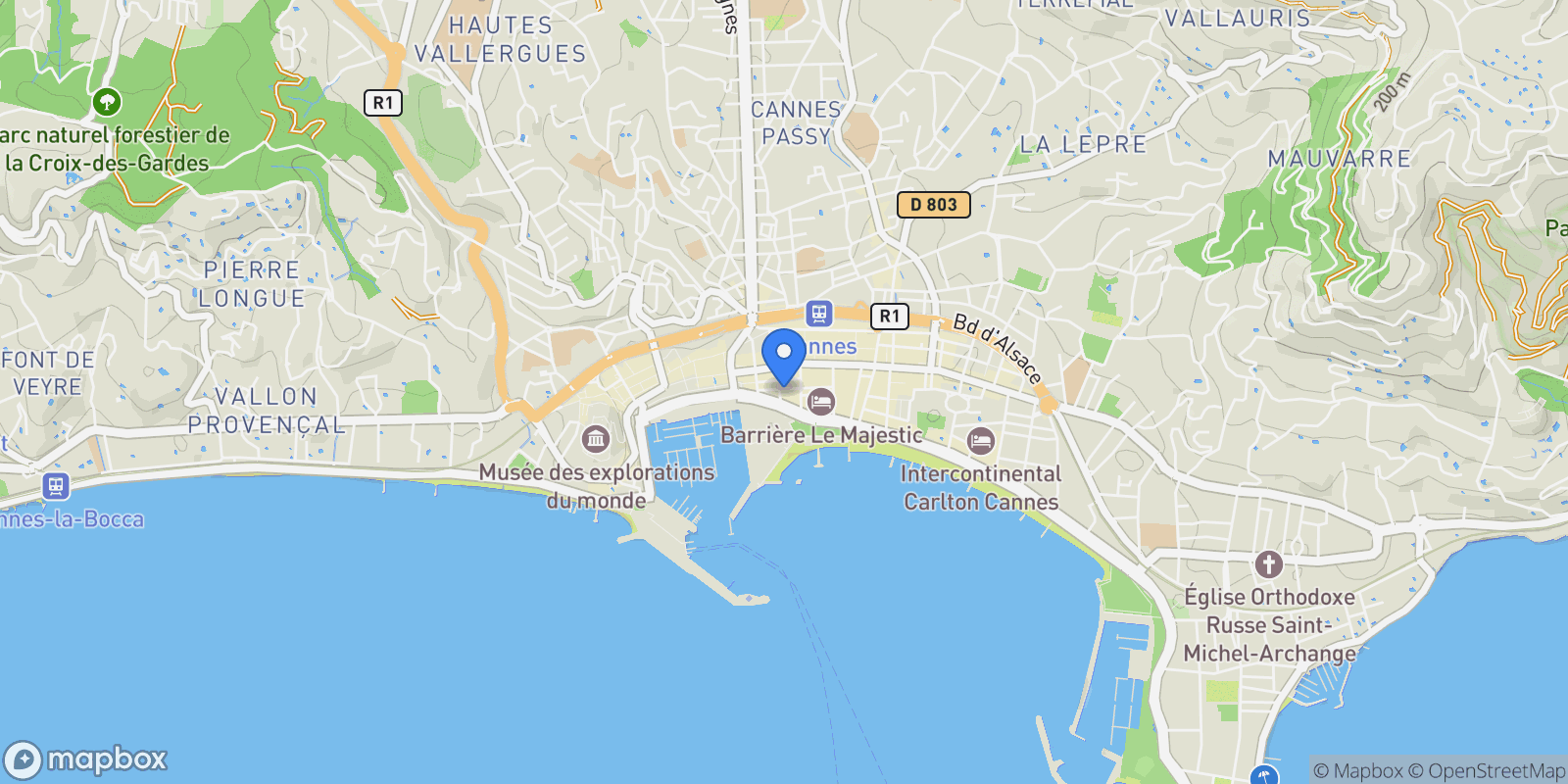 Map showing Cannes, Provence-Alpes-Côte d'Azur, France.