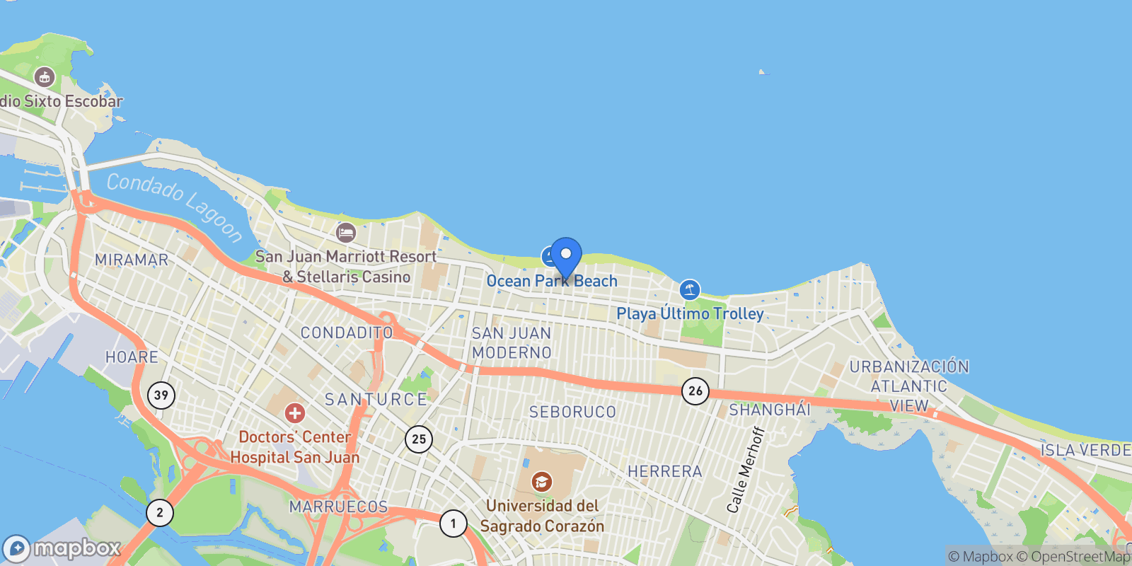 Map showing San Juan YARDLEY PLACE 13, Ocean Park, Puerto Rico.
