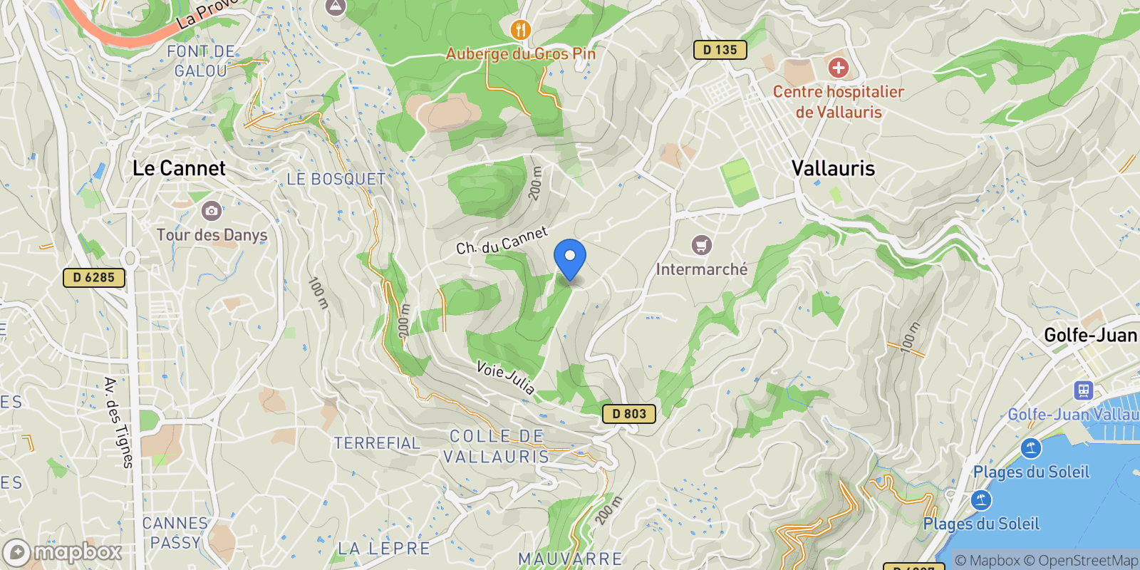 Map showing Vallauris, Provence-Alpes-Côte d'Azur, France.