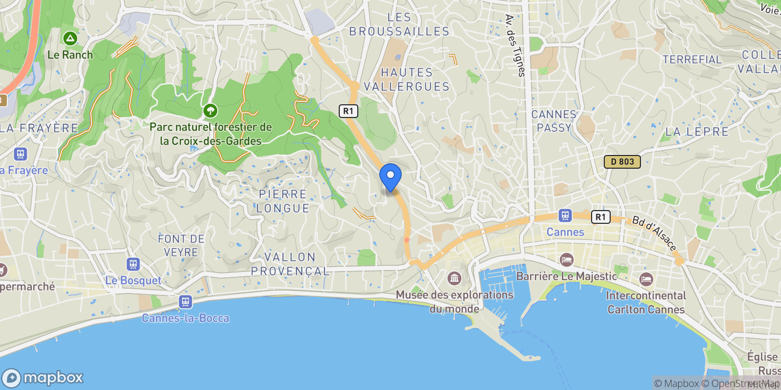 Map showing Cannes, Provence-Alpes-Côte d'Azur, France.