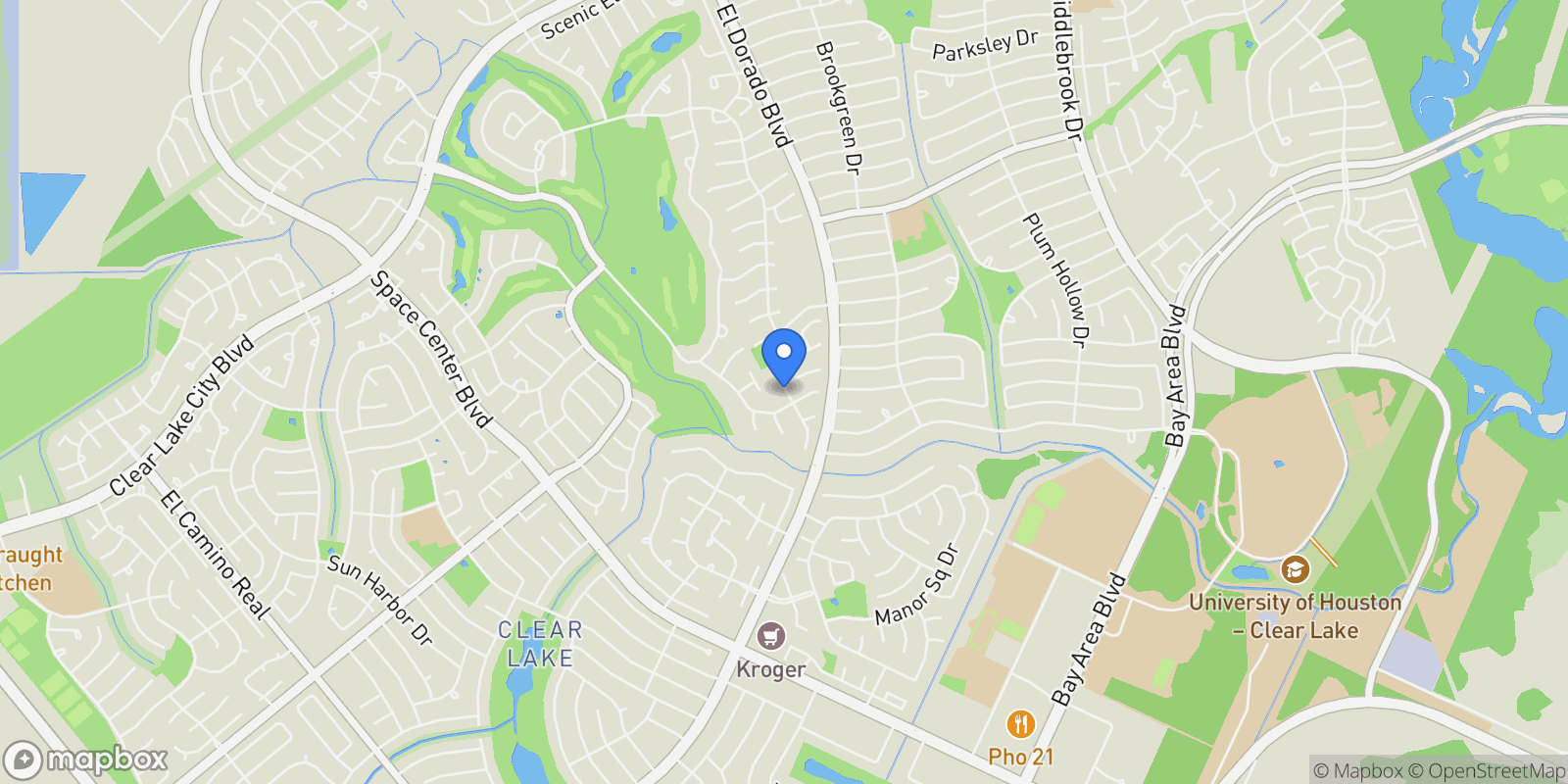 Map showing 15026 Blossom Bay Drive, Houston, TX 77059, Houston, Texas, United States.