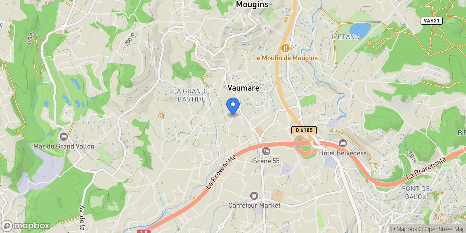 Map showing Mougins, Provence-Alpes-Côte d'Azur, France.