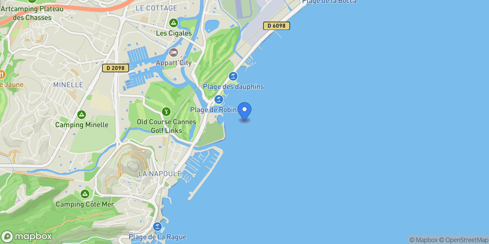Map showing Mandelieu-la-Napoule, Provence-Alpes-Côte d'Azur, France.