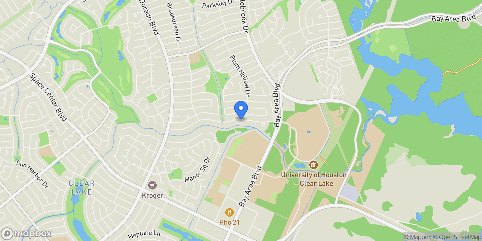 Map showing 16314 Brook Forest Drive, Houston, TX 77059, Houston, Texas, United States.