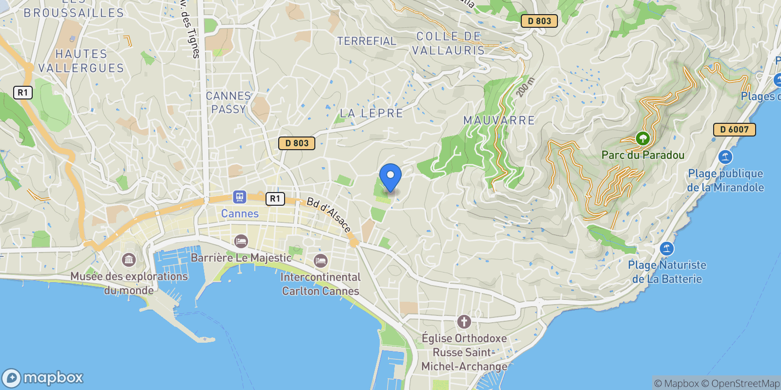 Map showing Cannes, Provence-Alpes-Côte d'Azur, France.