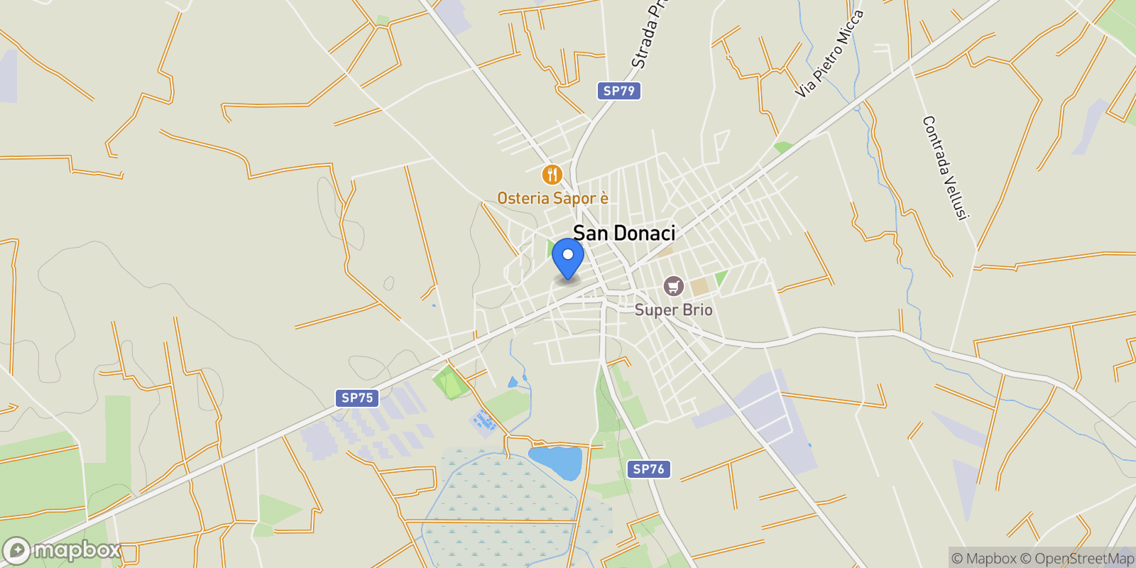 Map showing San Donaci Giulio Cesare 62, San Donaci, Apulia, Italy.