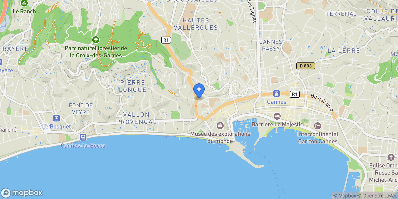 Map showing Cannes, Provence-Alpes-Côte d'Azur, France.