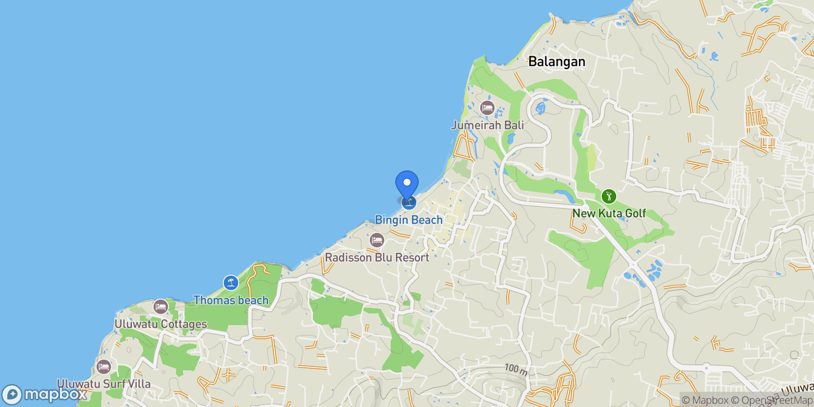 Map showing Bingin Beach, Bali, Indonesia, Bingin Beach, Bali, Indonesia.