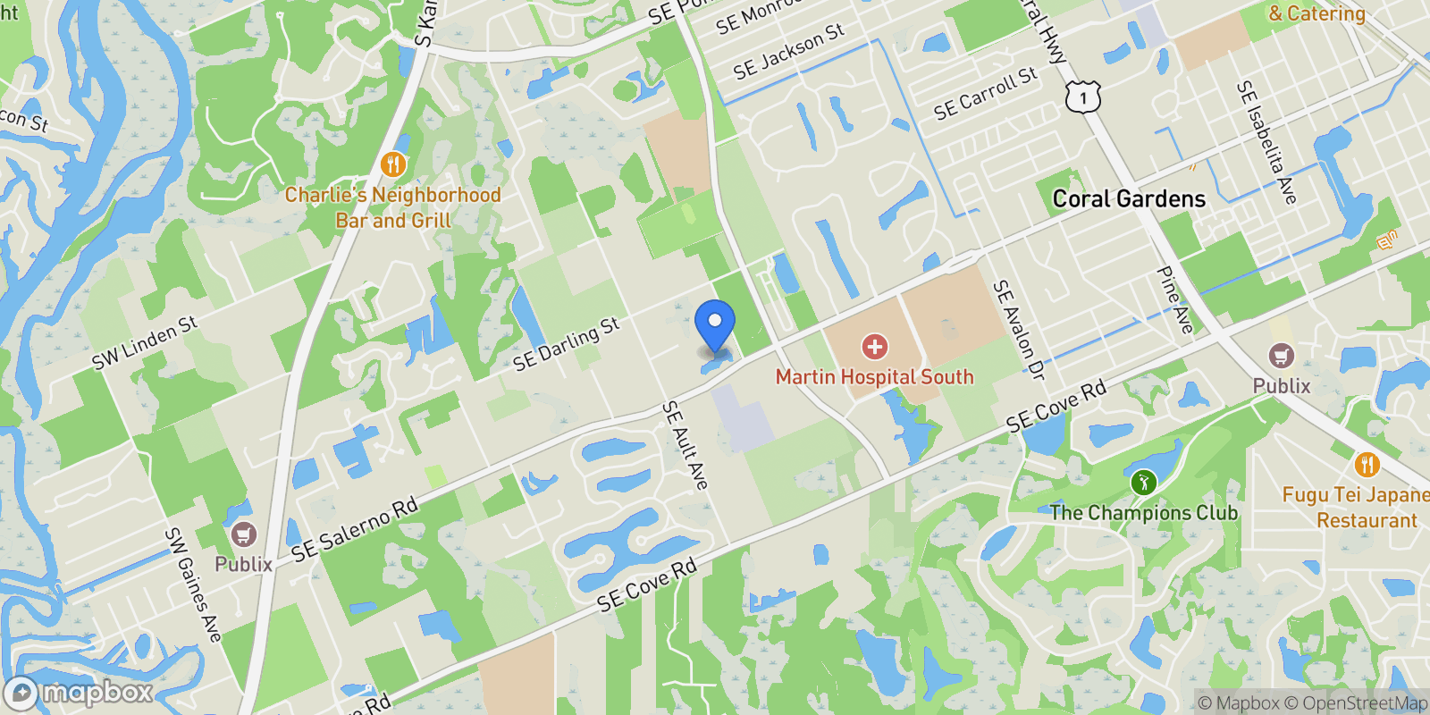 Map showing 5820 SE Smith Avenue, Stuart, FL 34997, Stuart, Florida, United States.