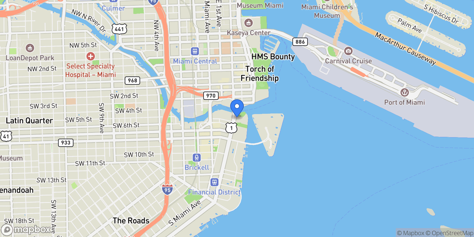 Map showing 485 Brickell Ave 3503, Miami, Florida, United States.