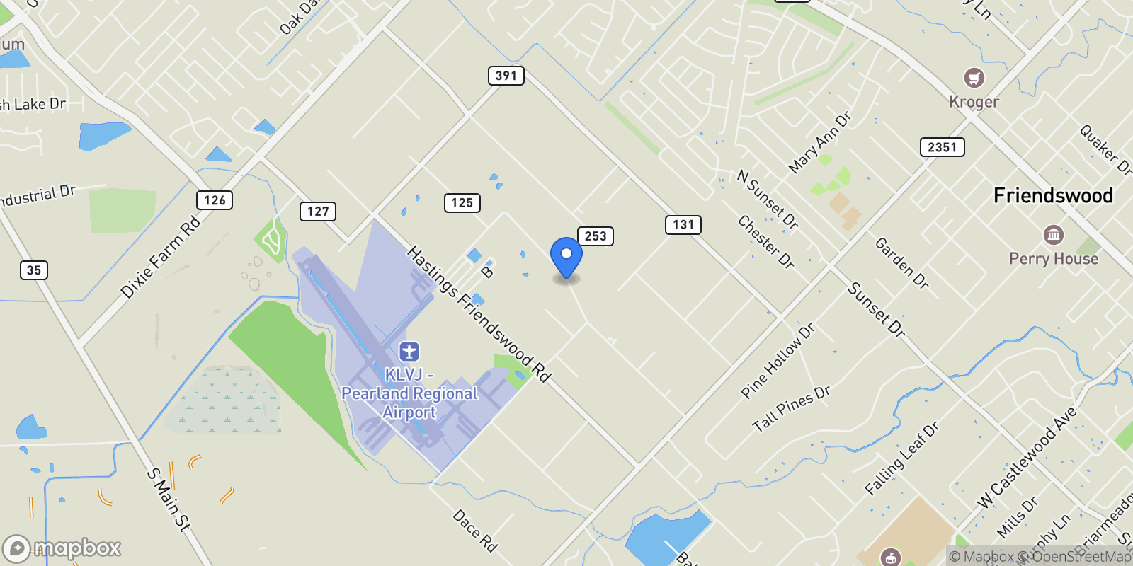 Map showing 17810 County Road 125, Pearland, TX 77581, Pearland, Texas, United States.