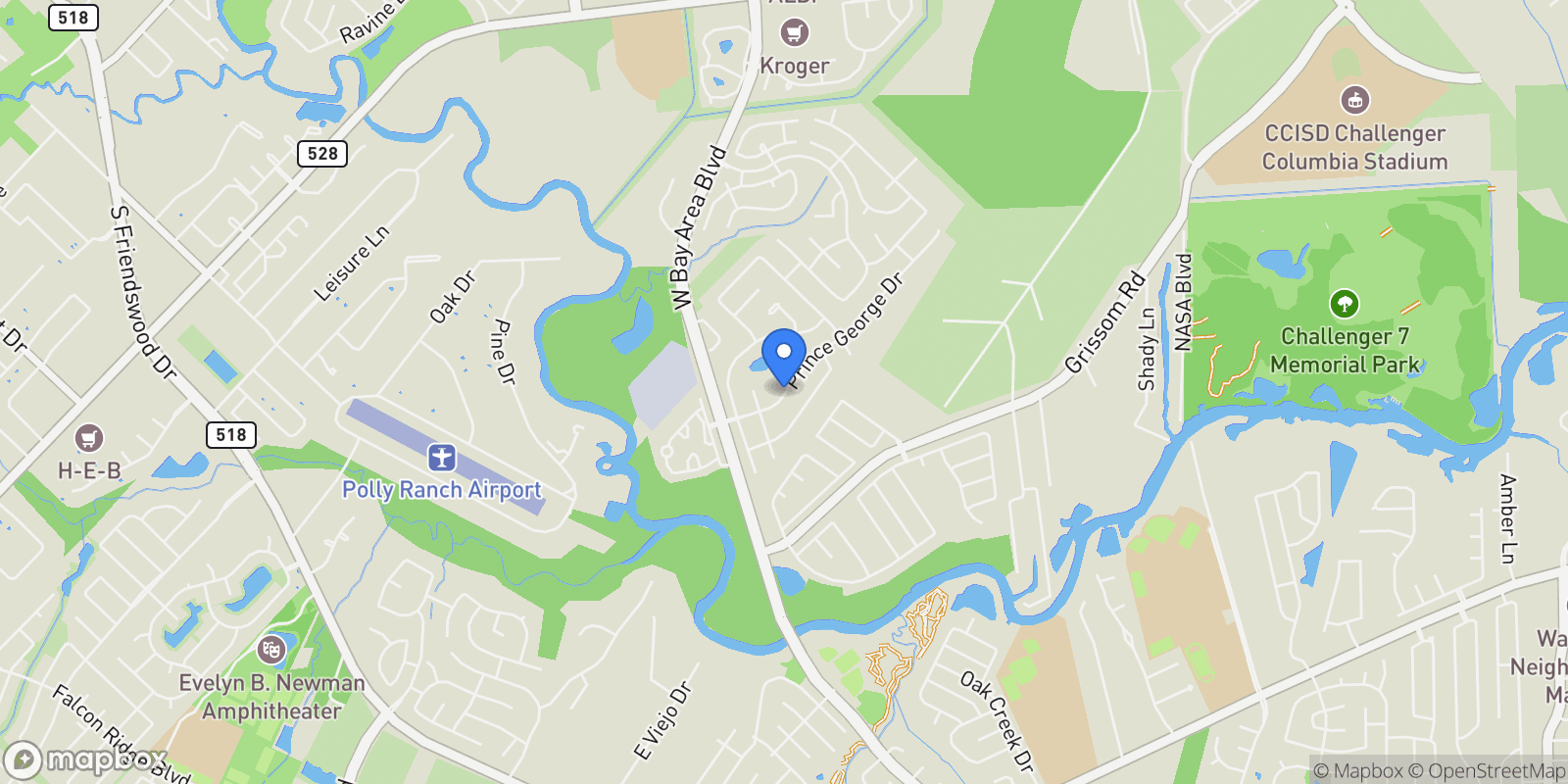 Map showing 3337 Prince George Drive, Friendswood, TX 77546, Friendswood, Texas, United States.