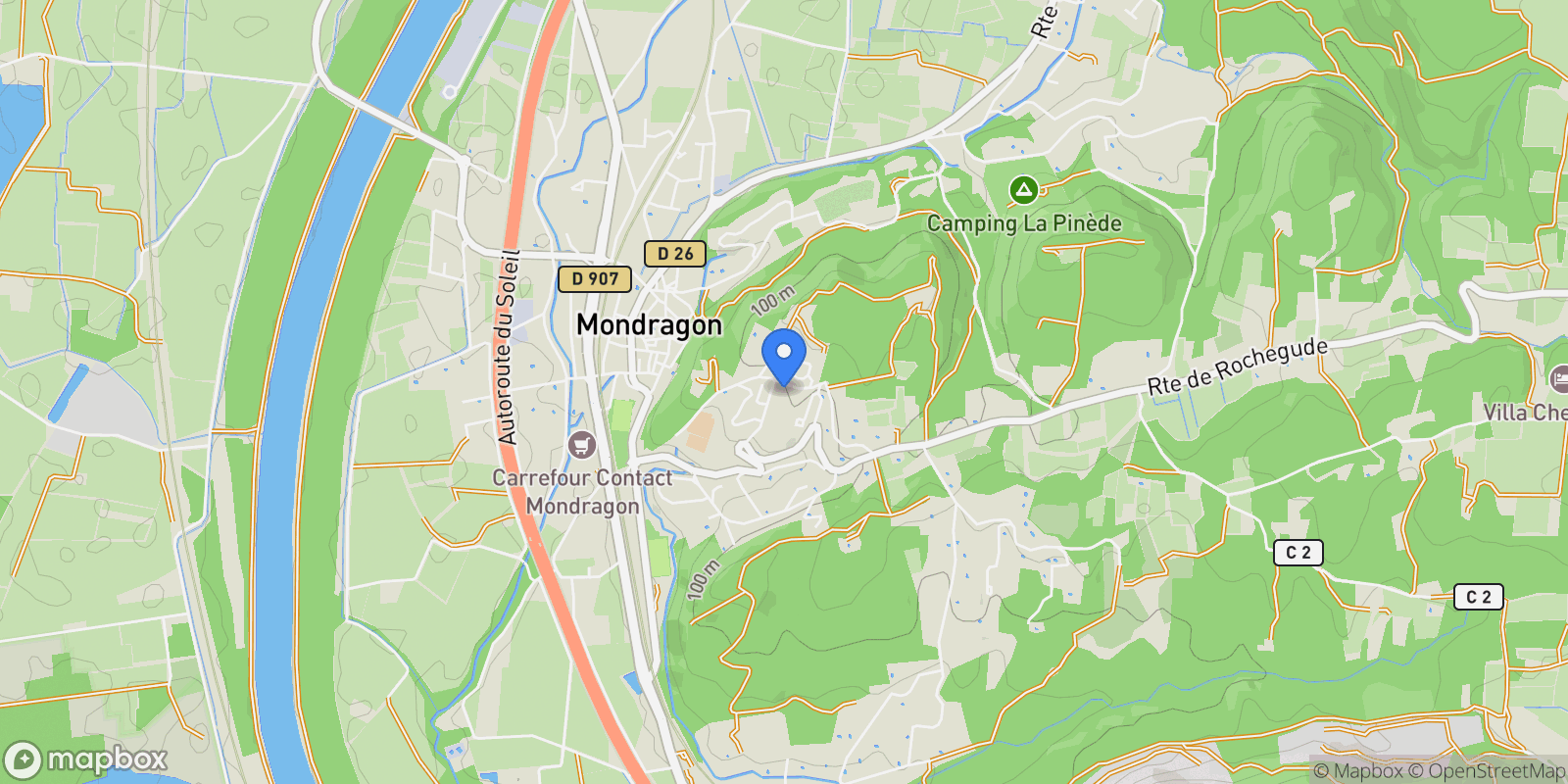 Map showing Mondragon, Provence-Alpes-Côte d'Azur, France.