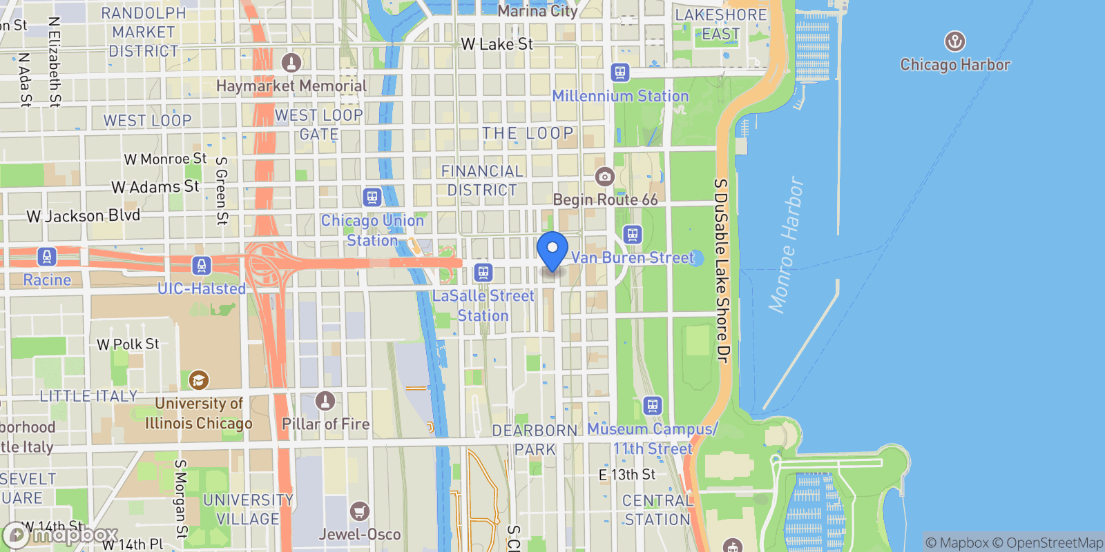 Map showing 520 S State Unit 1726, Chicago, IL 60605, Chicago, Illinois, United States.