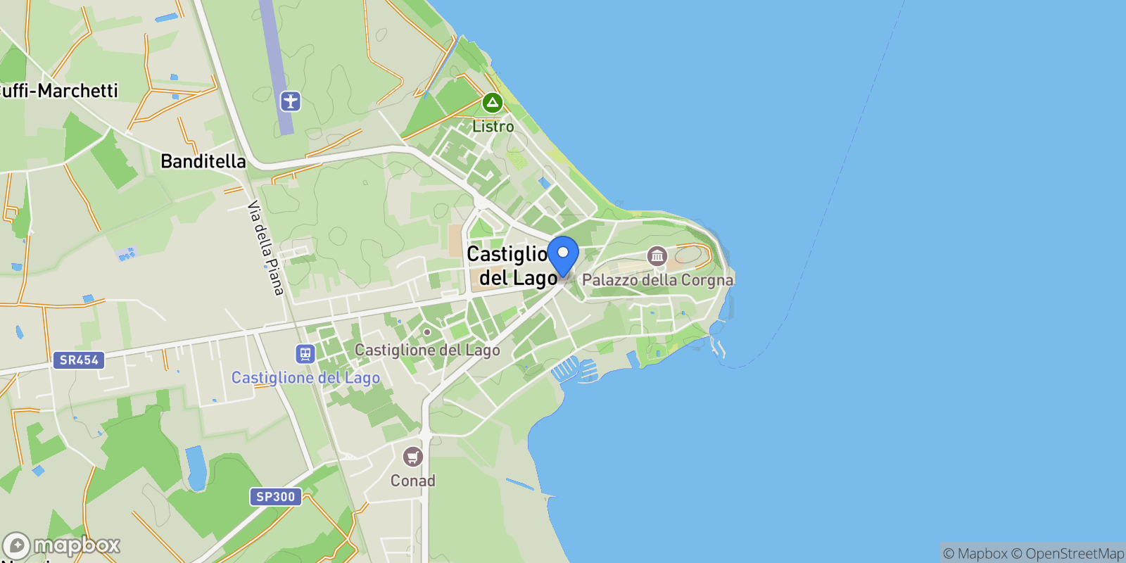 Map showing Umbria, Castiglione del Lago, Umbria, Italy.