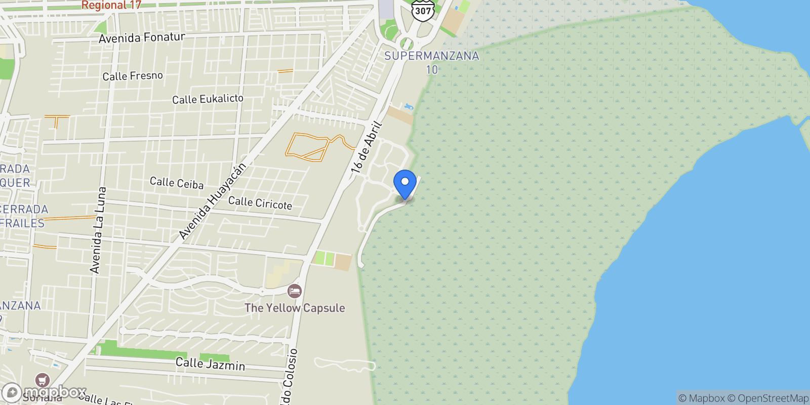 Map showing Parque, Unnamed Road 10, 77500 Cancún, Q.R., Mexico, Cancún, Quintana Roo, Mexico.