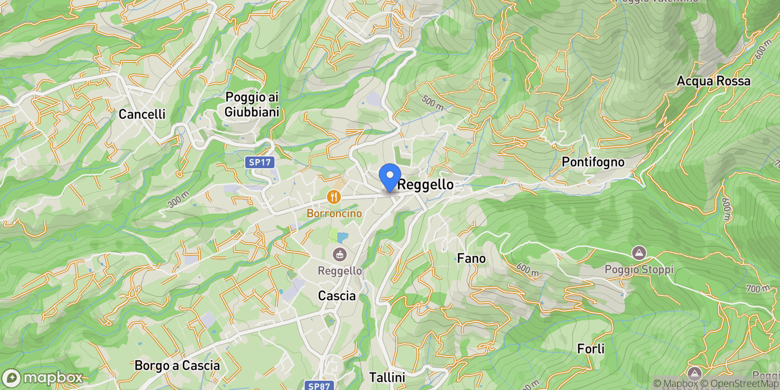 Map showing Tuscany, Reggello, Tuscany, Italy.