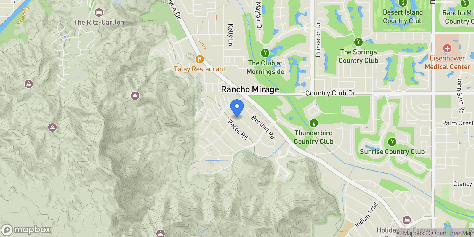 Map showing 40380 Tonopah Road, Rancho Mirage, California, United States.