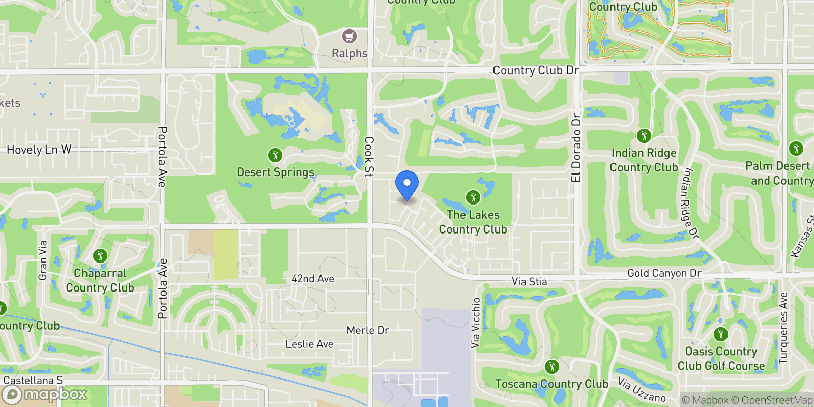 Map showing 54 Sutton Place E, Palm Desert, California, United States.