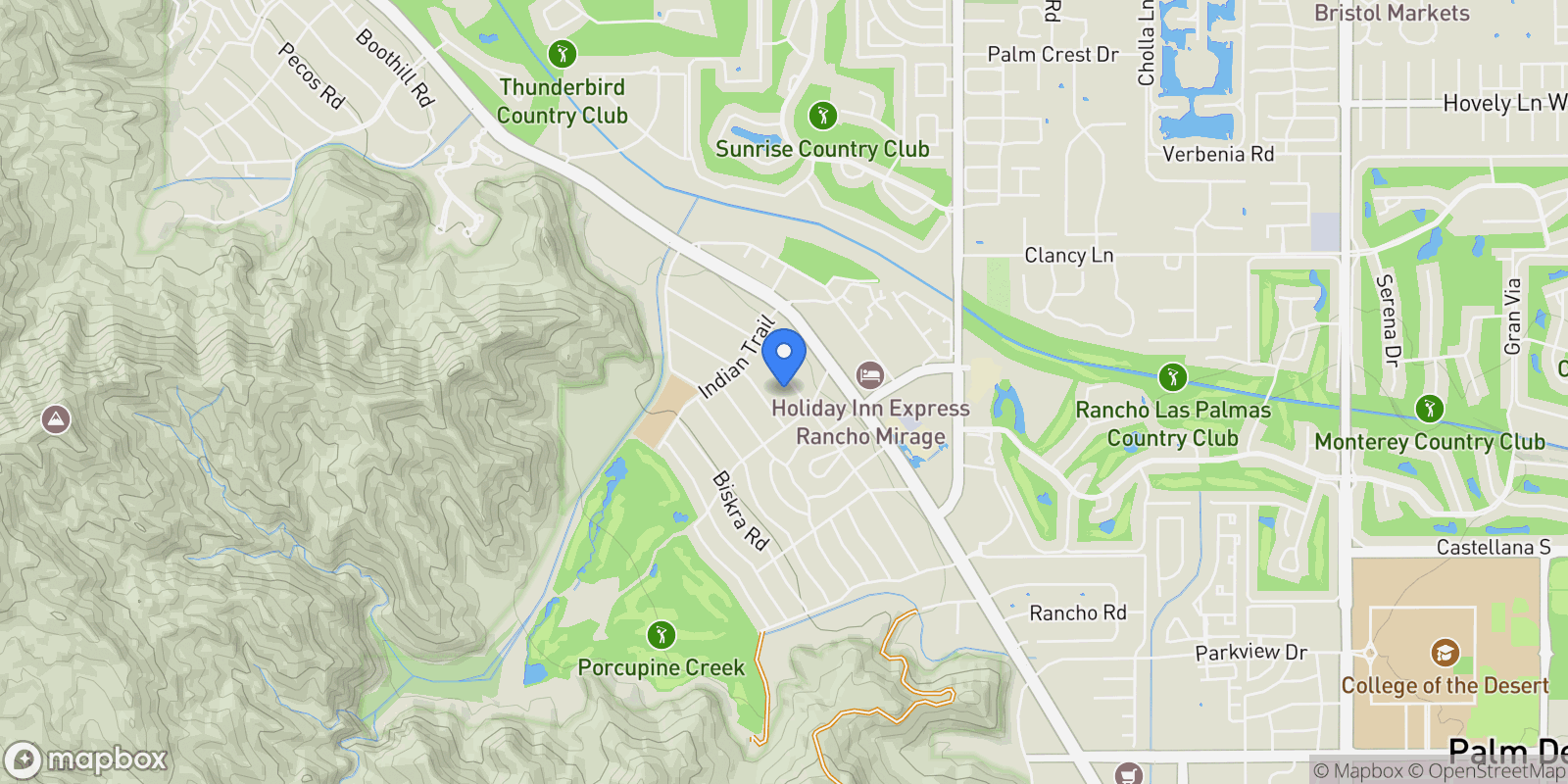 Map showing 71581 Sahara Road, Rancho Mirage, California, United States.