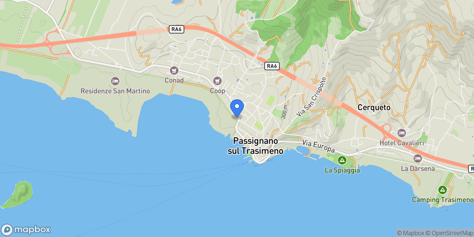 Map showing Umbria, Passignano sul Trasimeno, Umbria, Italy.