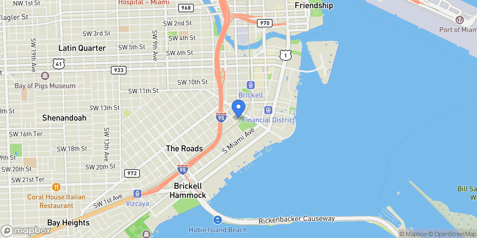 Map showing 1600 SW 1st Ave 614, Miami, Florida, United States.