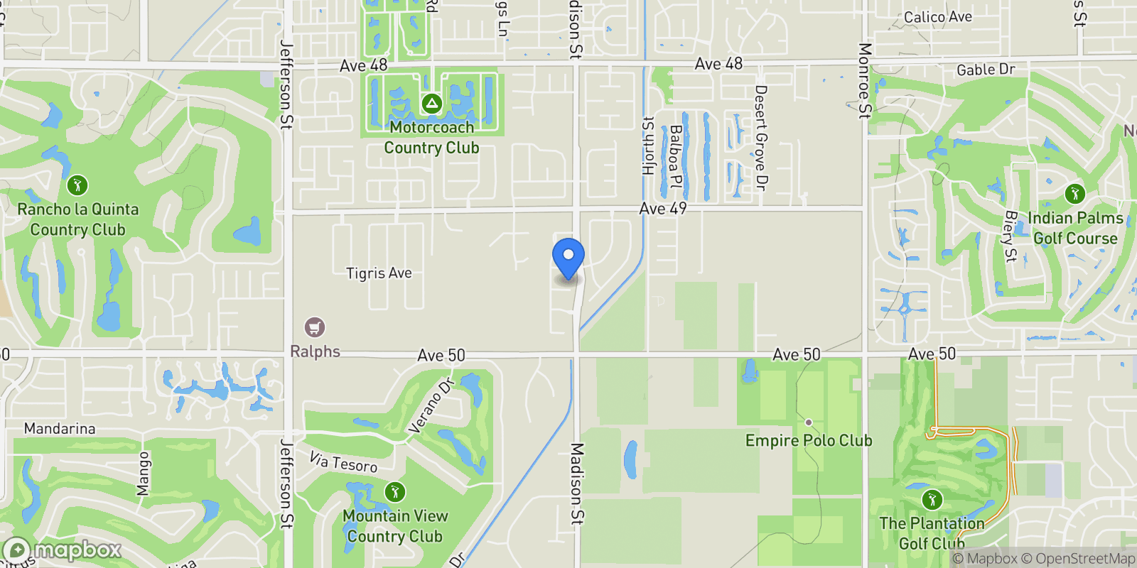 Map showing 80950 Rockspur Court, Indio, California, United States.