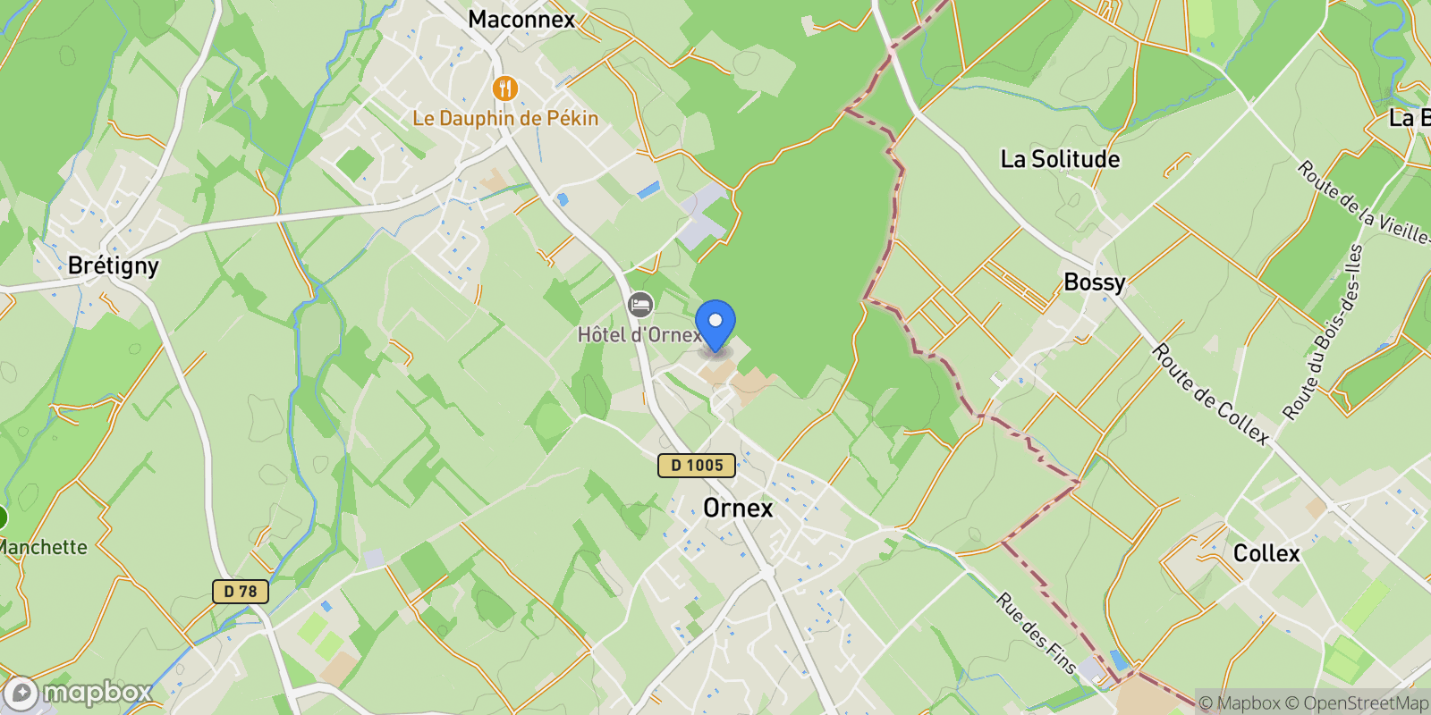 Map showing Ornex, Auvergne-Rhône-Alpes, France.