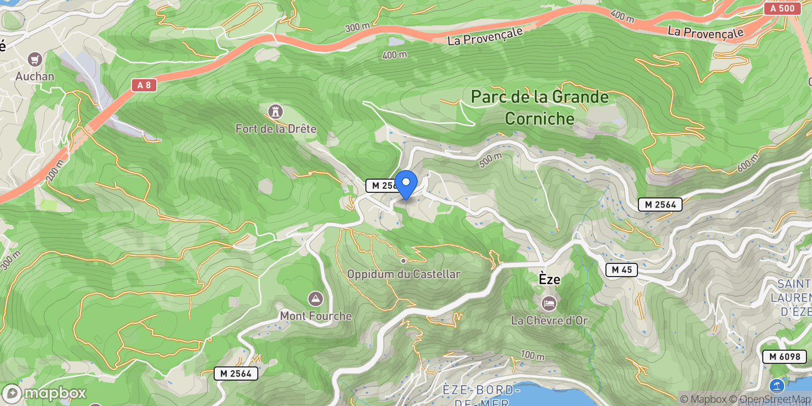 Map showing Èze, Provence-Alpes-Côte d'Azur, France.