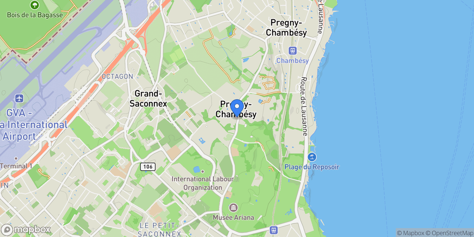 Map showing Pregny-chambésy, Pregny-Chambésy, Genève, Switzerland.
