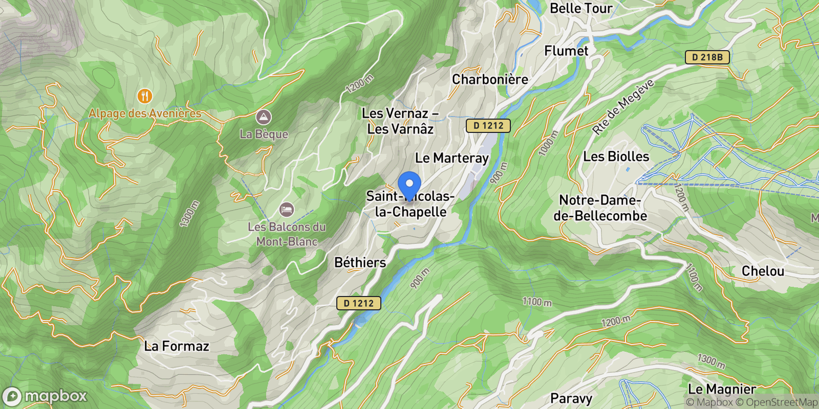 Map showing Saint-Nicolas-la-Chapelle, Auvergne-Rhône-Alpes, France.