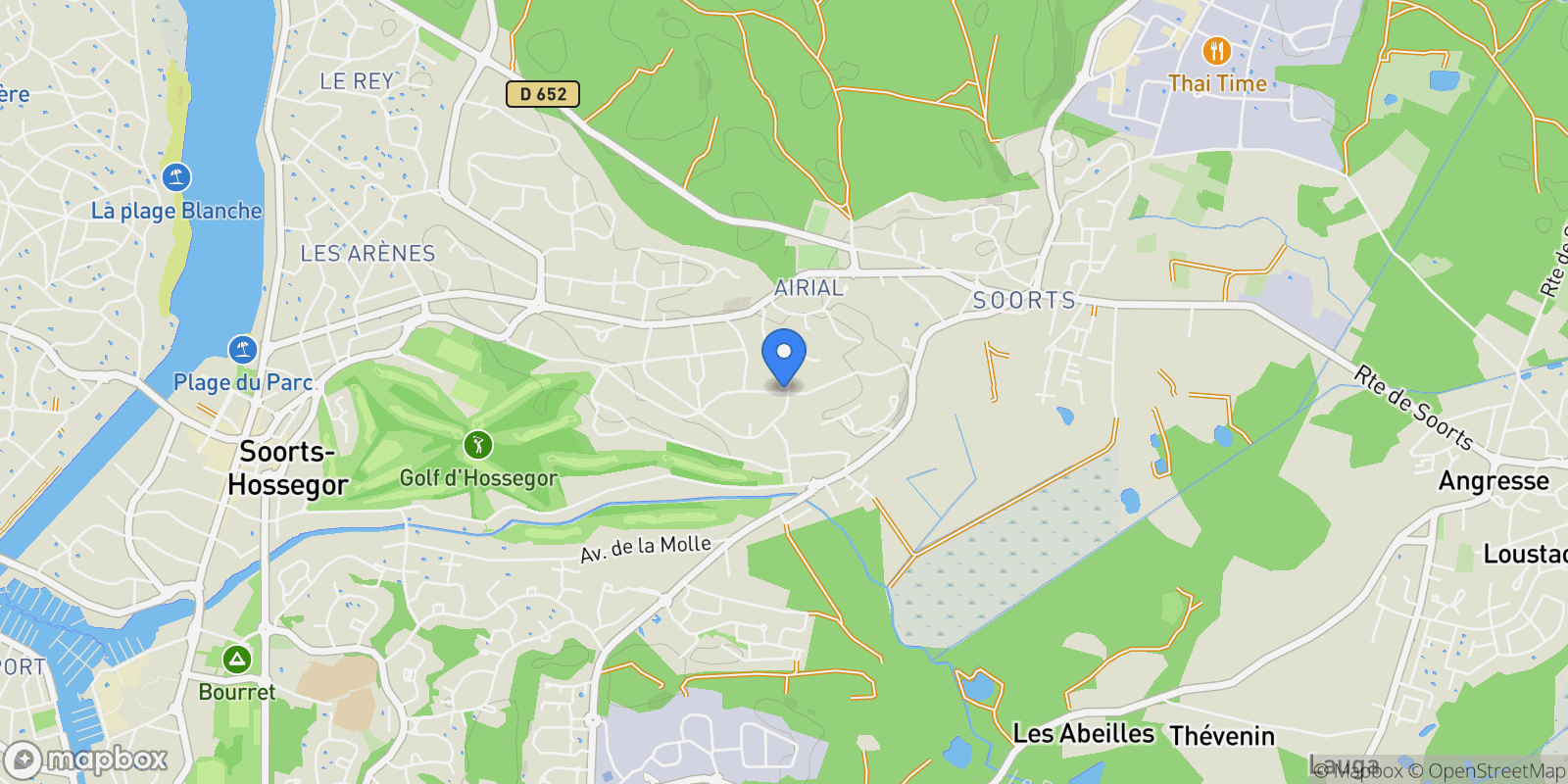 Map showing Hossegor, Nouvelle-Aquitaine, France.