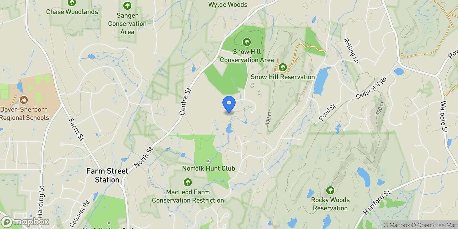 Map showing 8 Hamlins Xing , Dover, MA 02030, Dover, Massachusetts, United States.