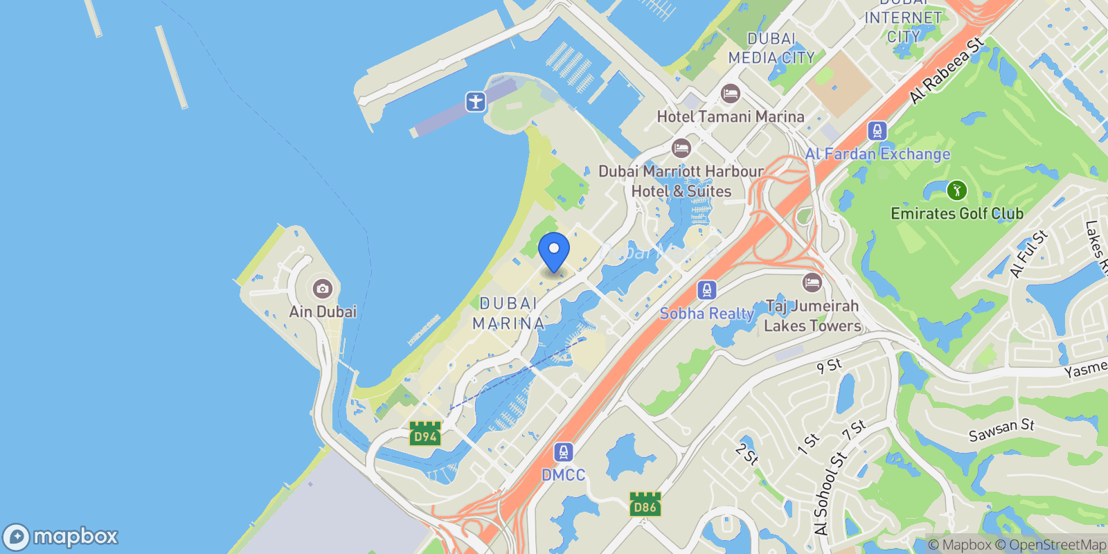 Map showing Dubai, Sadaf, Dubai, Dubai, United Arab Emirates.