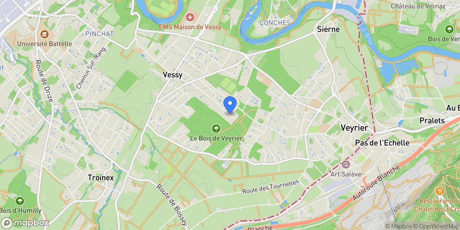 Map showing Vessy, Genève, Switzerland.