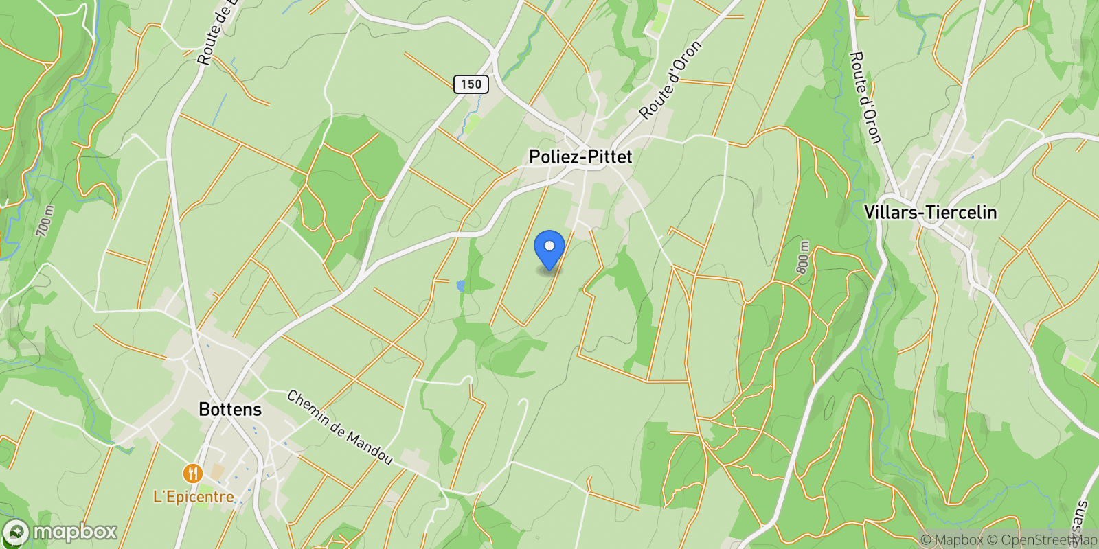 Map showing Poliez-Pittet, Vaud, Switzerland.